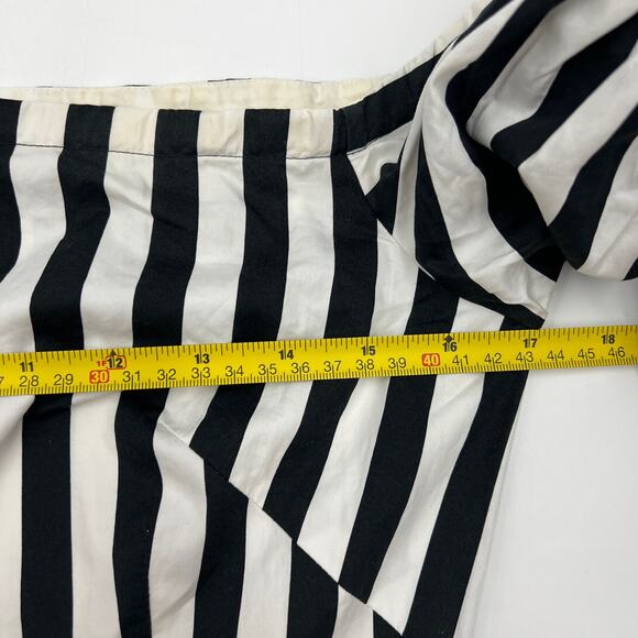 Anna October Off the Shoulder Stripe Dress Black White Midi Ruffle Sleeves - Picture 11 of 16